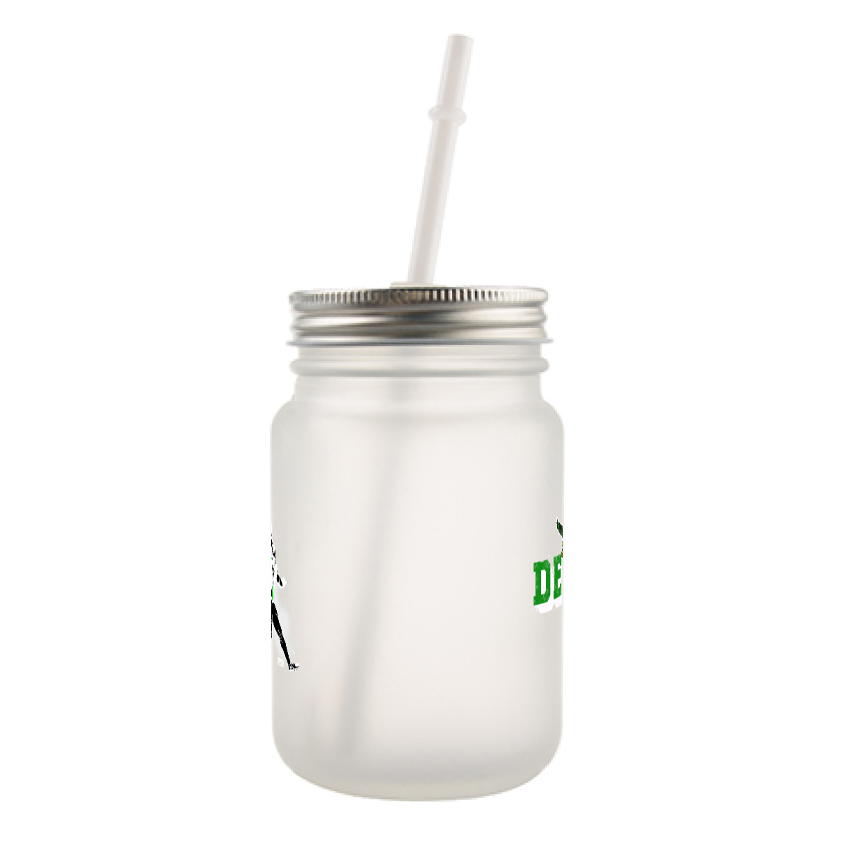 610 Birds Frosted glass mason jar with handle