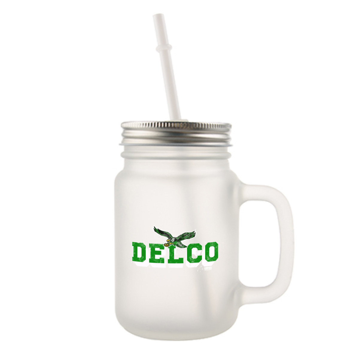 610 Birds Frosted glass mason jar with handle