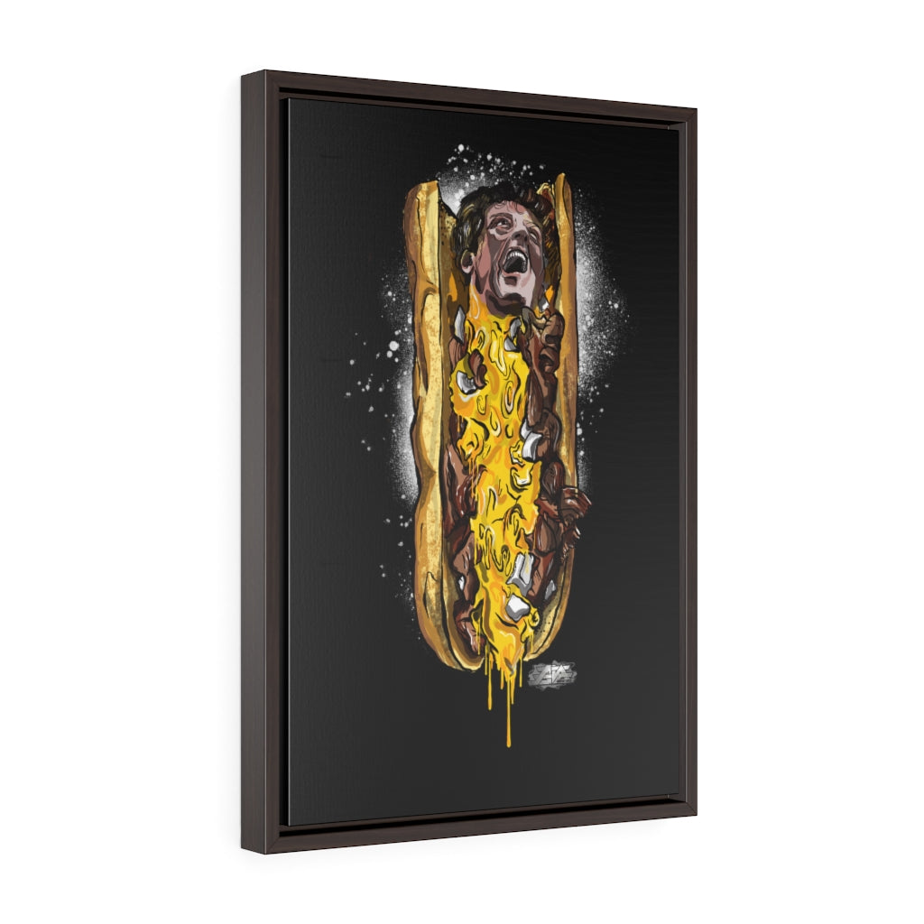 Cheesesteak Stallone Vertical Framed Premium Gallery Wrap Canvas