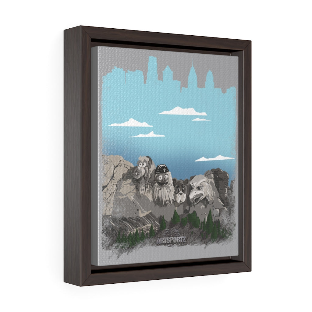 Mt. Rushmore Philly "Mt Crushmore" Vertical Framed Premium Gallery Wrap Canvas