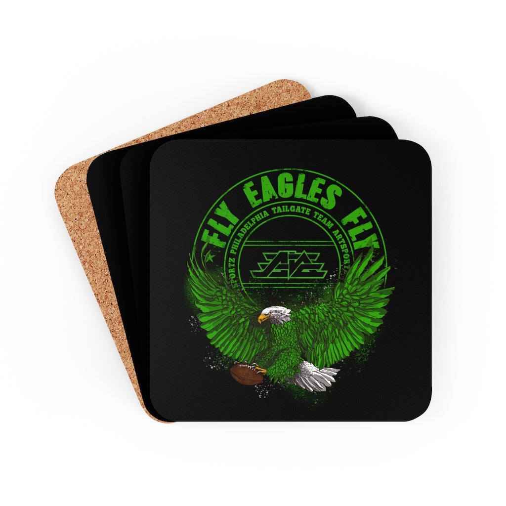 Fly Eagles Fly Cork Back Coaster