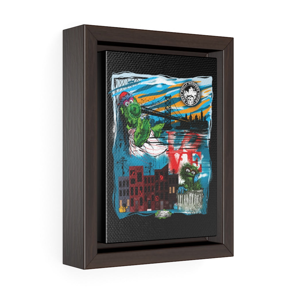 Philly Phan Mashup Vertical Framed Premium Gallery Wrap Canvas