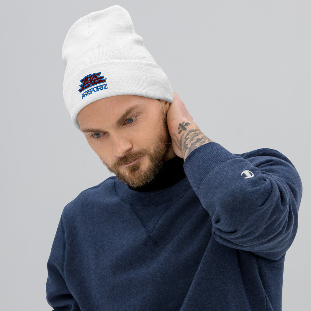 AS Logo Burgundy/Blue Embroidered Beanie