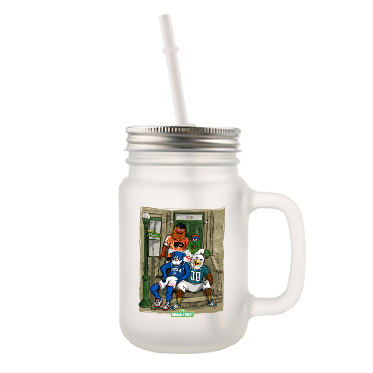 Sunny Dayz Frosted glass mason jar with handle