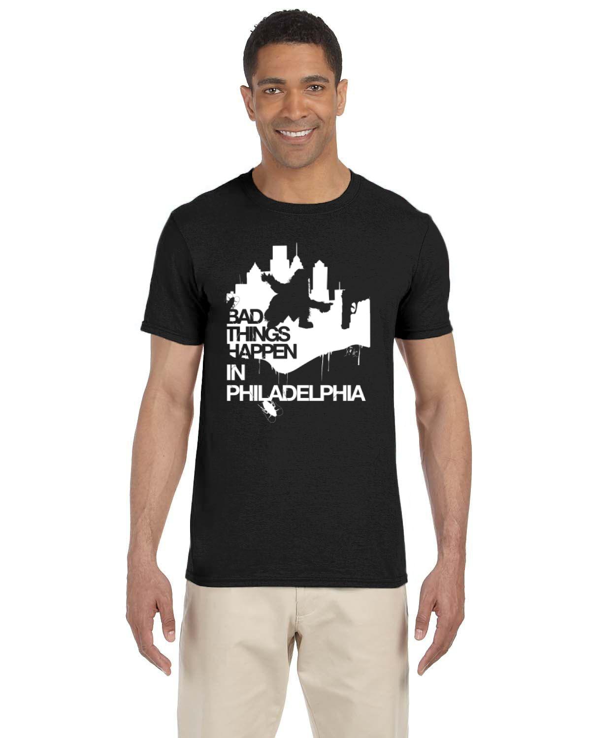 Bad Things Happen in Philadelphia Gritty shape (Gildan Adult Softstyle 7.5 oz./lin. yd. T-Shirt | G640)