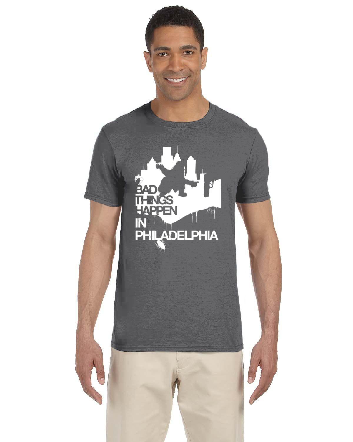 Bad Things Happen in Philadelphia Gritty shape (Gildan Adult Softstyle 7.5 oz./lin. yd. T-Shirt | G640)