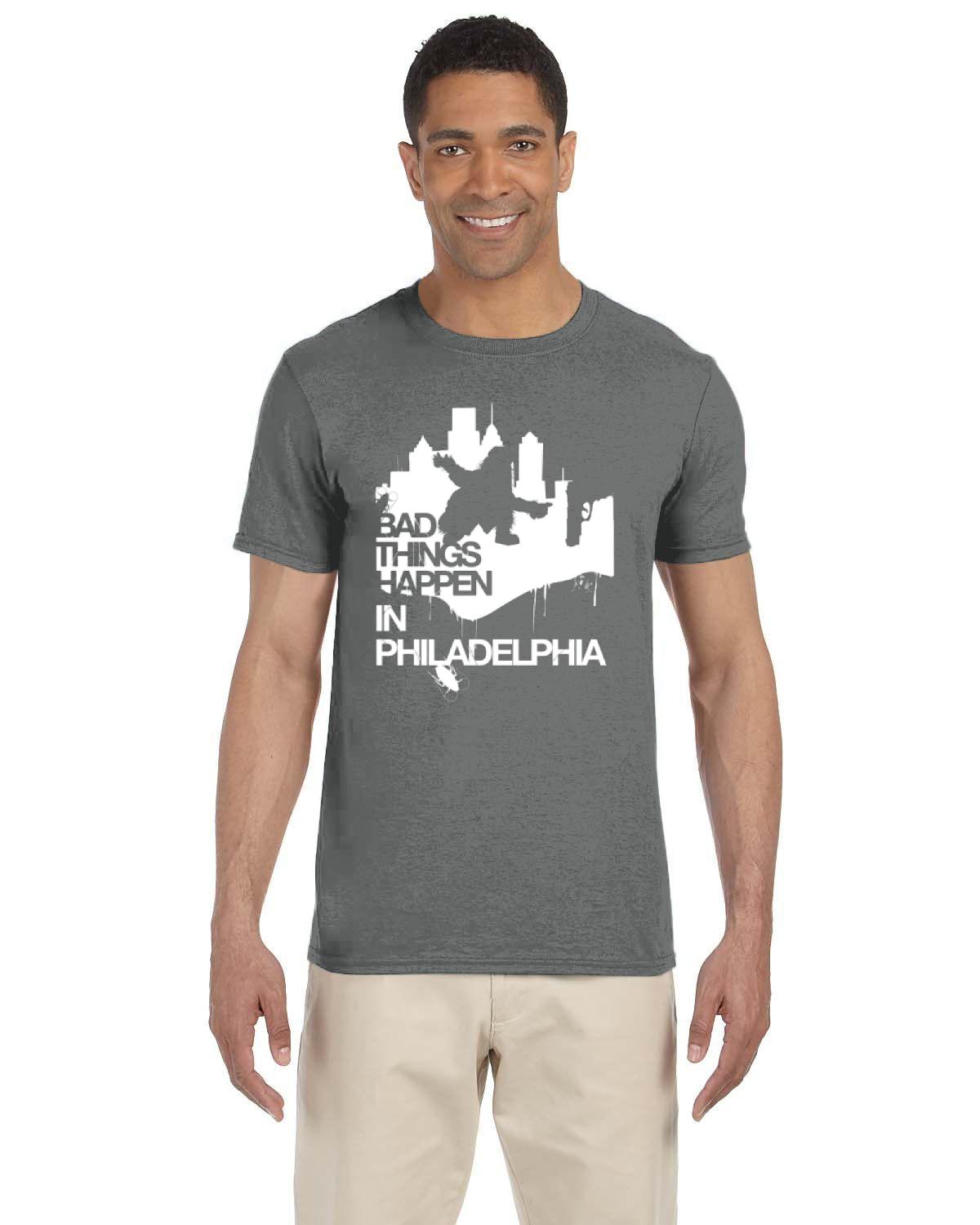 Bad Things Happen in Philadelphia Gritty shape (Gildan Adult Softstyle 7.5 oz./lin. yd. T-Shirt | G640)