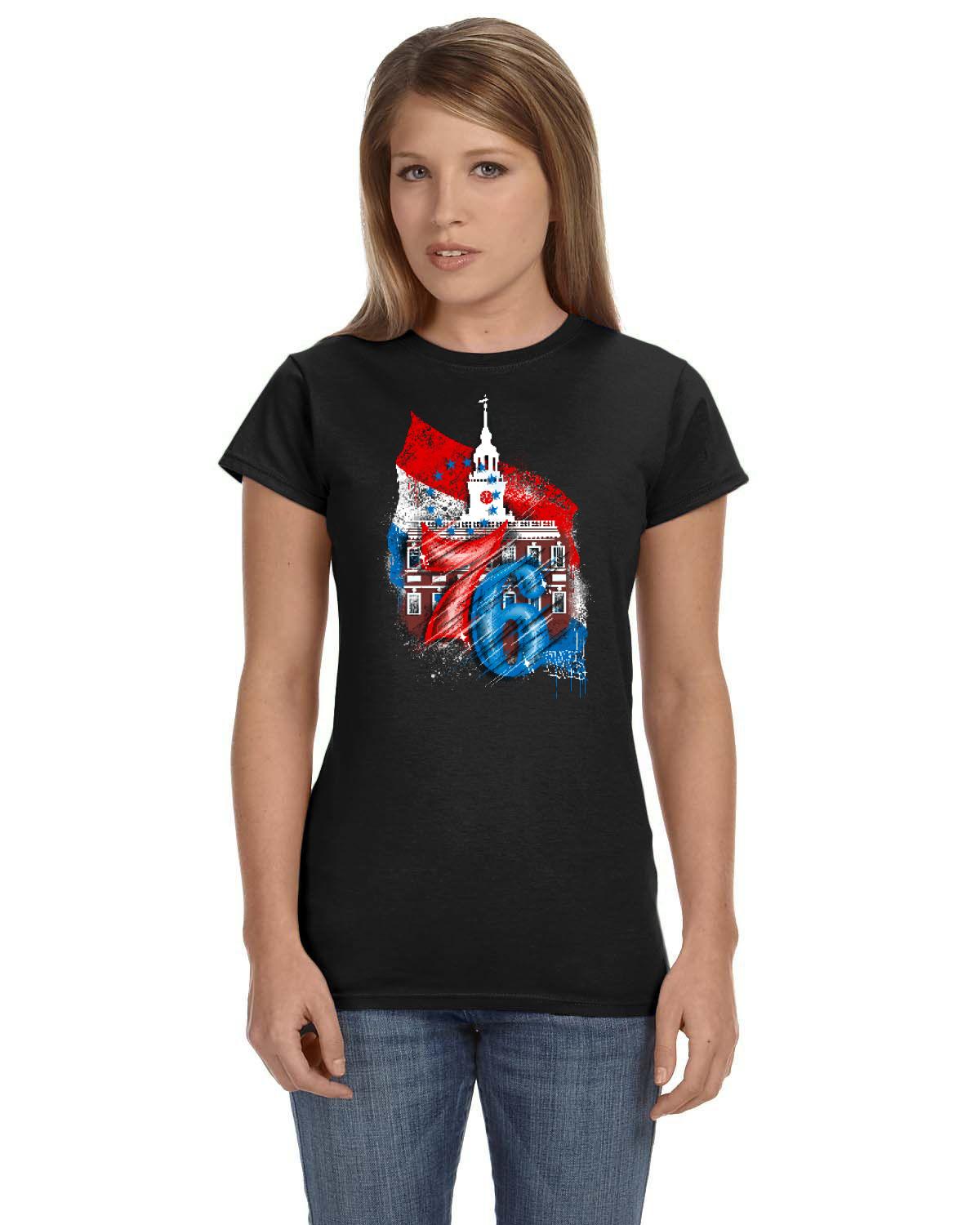 76ers Independence Ladies Tee (Gildan Ladies' Softstyle 7.5 oz./lin. yd. Fitted T-Shirt | G640L)