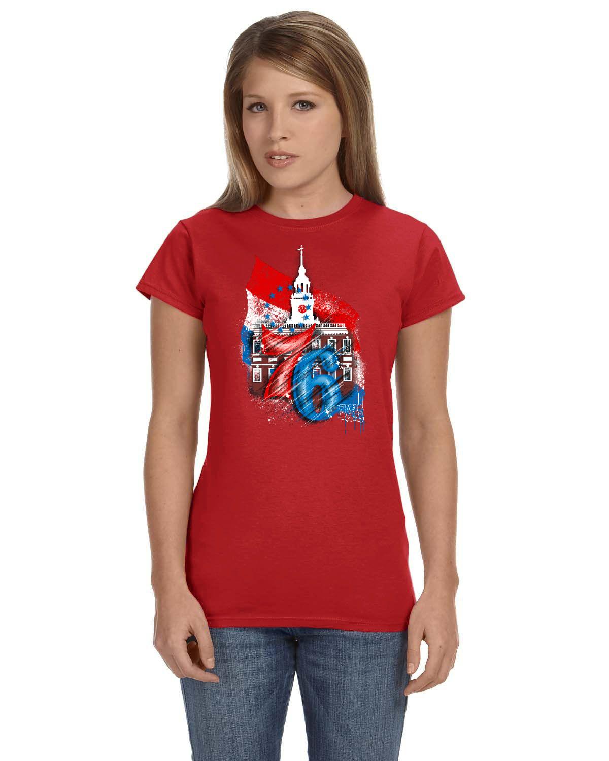 76ers Independence Ladies Tee (Gildan Ladies' Softstyle 7.5 oz./lin. yd. Fitted T-Shirt | G640L)