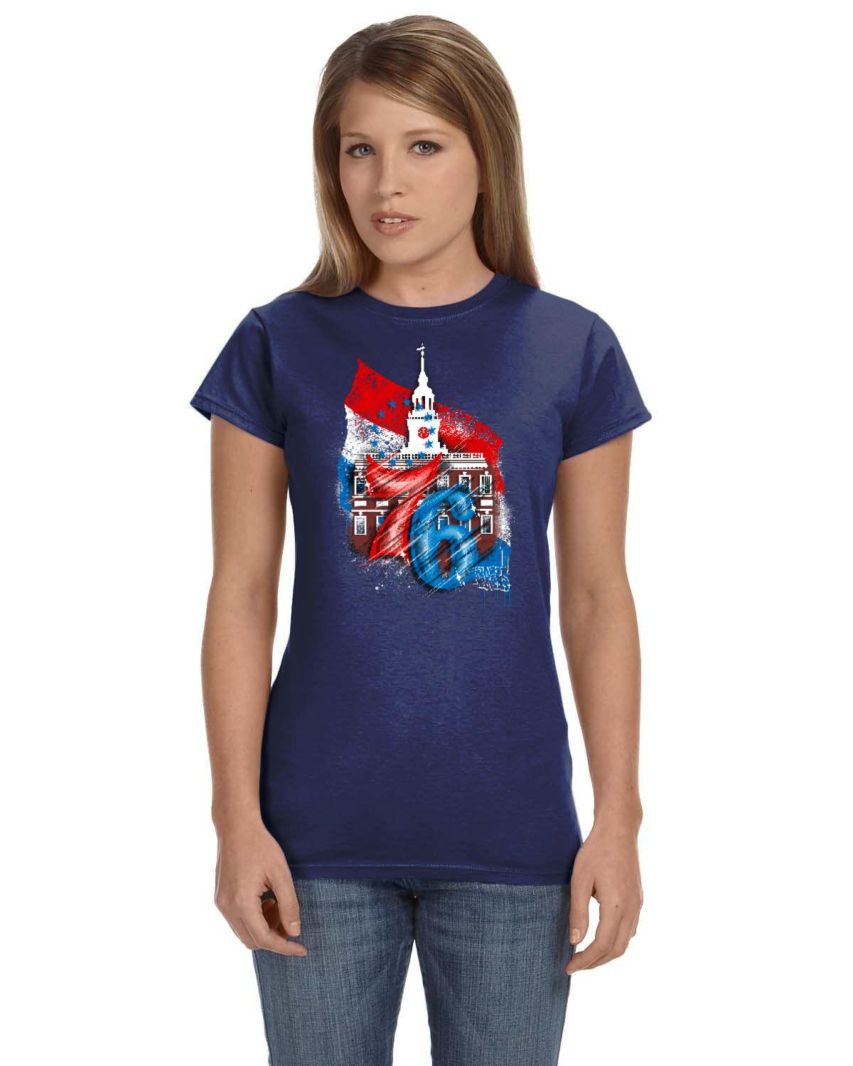 76ers Independence Ladies Tee (Gildan Ladies' Softstyle 7.5 oz./lin. yd. Fitted T-Shirt | G640L)