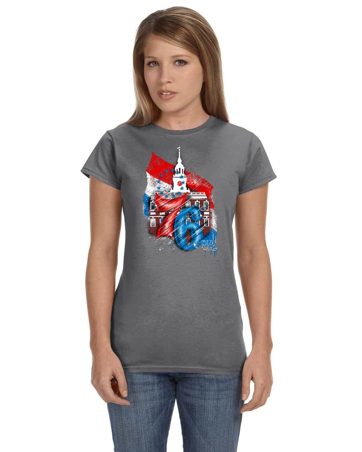 76ers Independence Ladies Tee (Gildan Ladies' Softstyle 7.5 oz./lin. yd. Fitted T-Shirt | G640L)