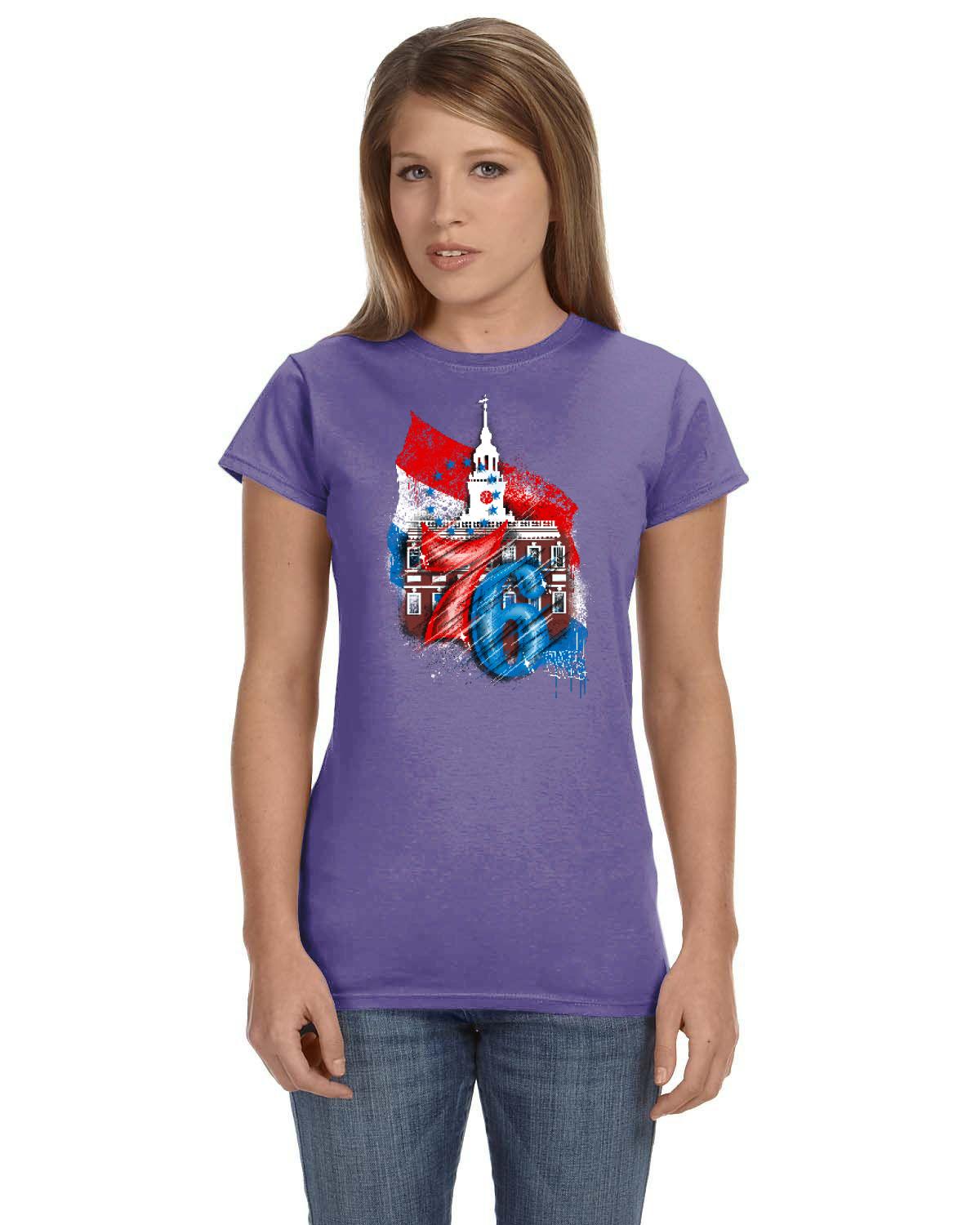 76ers Independence Ladies Tee (Gildan Ladies' Softstyle 7.5 oz./lin. yd. Fitted T-Shirt | G640L)