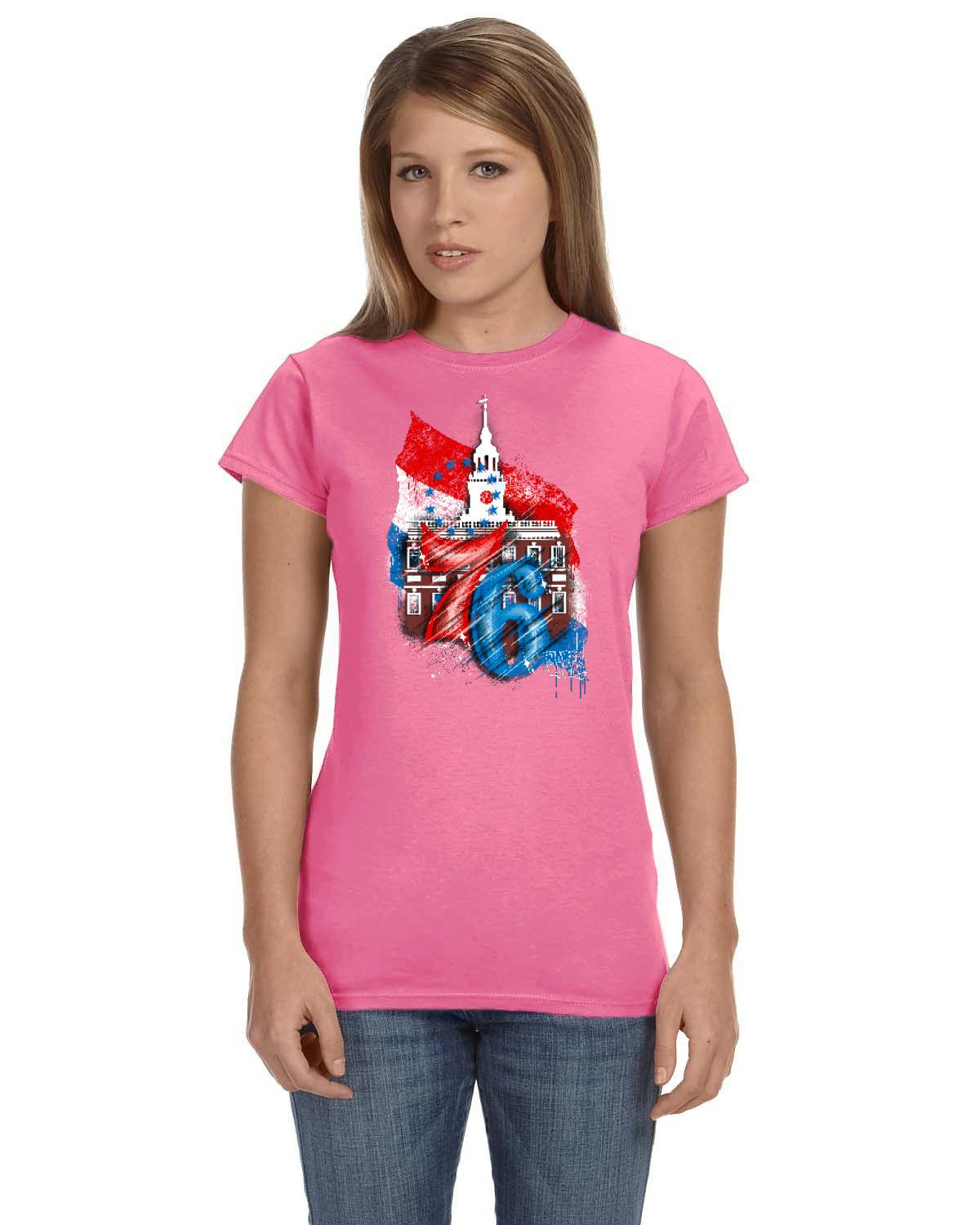 76ers Independence Ladies Tee (Gildan Ladies' Softstyle 7.5 oz./lin. yd. Fitted T-Shirt | G640L)