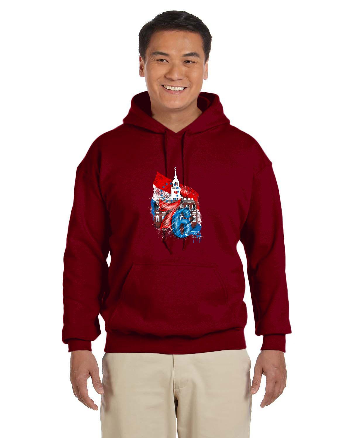 76ers Independence Hoodie (Gildan Adult Heavy Blend 13.3 oz./lin. yd., 50/50 Hood | G185)
