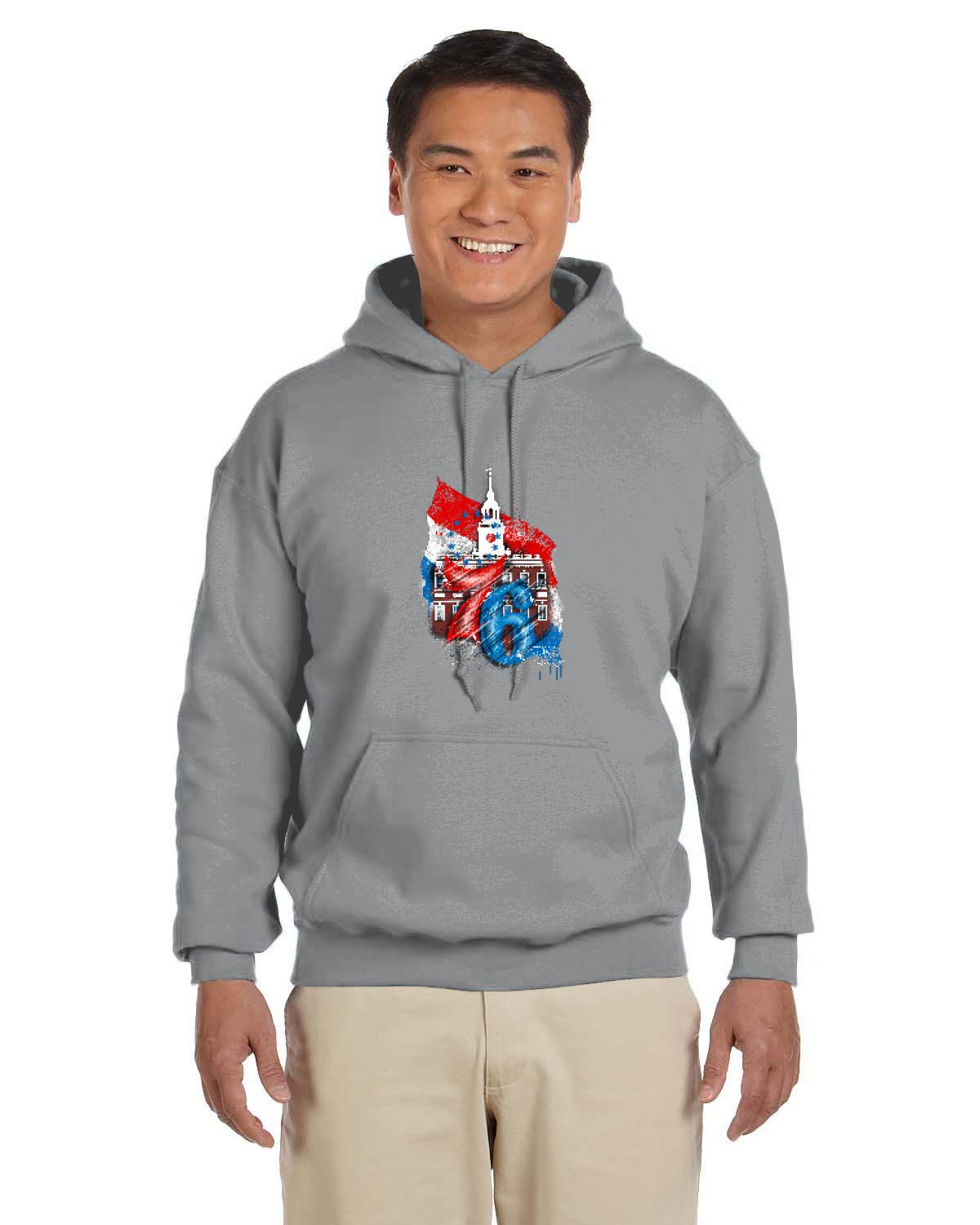 76ers Independence Hoodie (Gildan Adult Heavy Blend 13.3 oz./lin. yd., 50/50 Hood | G185)