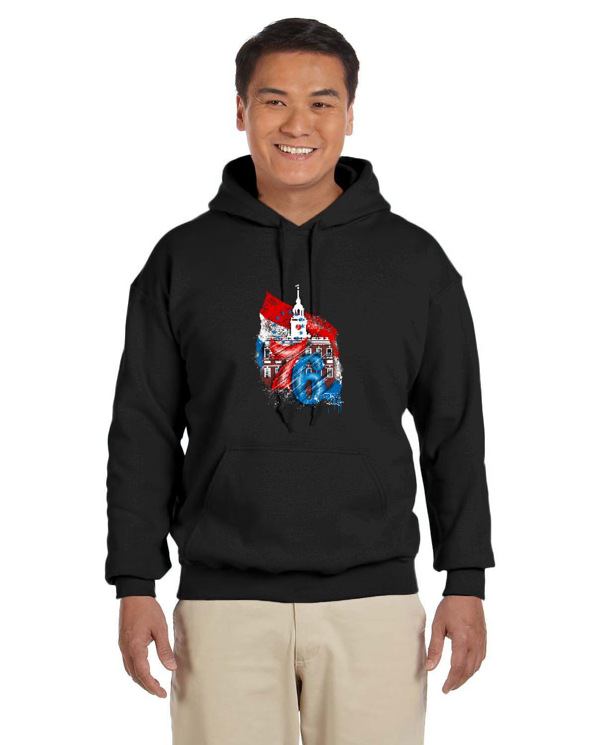 76ers Independence Hoodie (Gildan Adult Heavy Blend 13.3 oz./lin. yd., 50/50 Hood | G185)