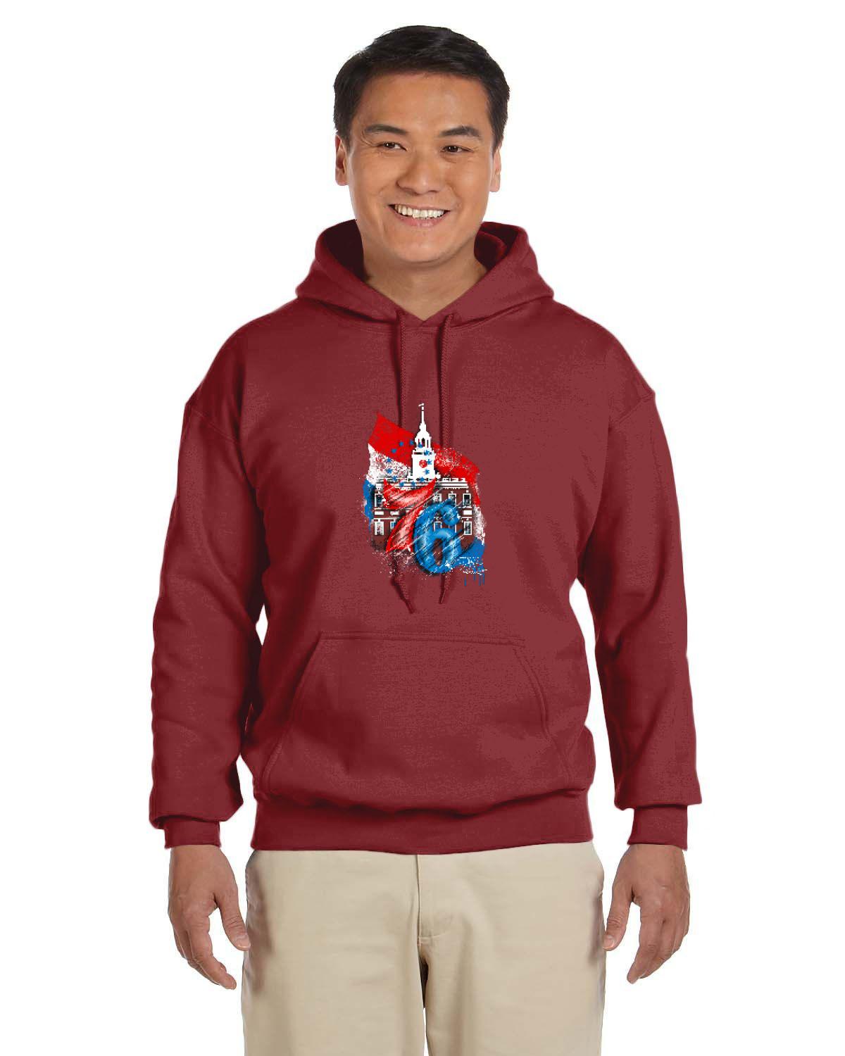 76ers Independence Hoodie (Gildan Adult Heavy Blend 13.3 oz./lin. yd., 50/50 Hood | G185)