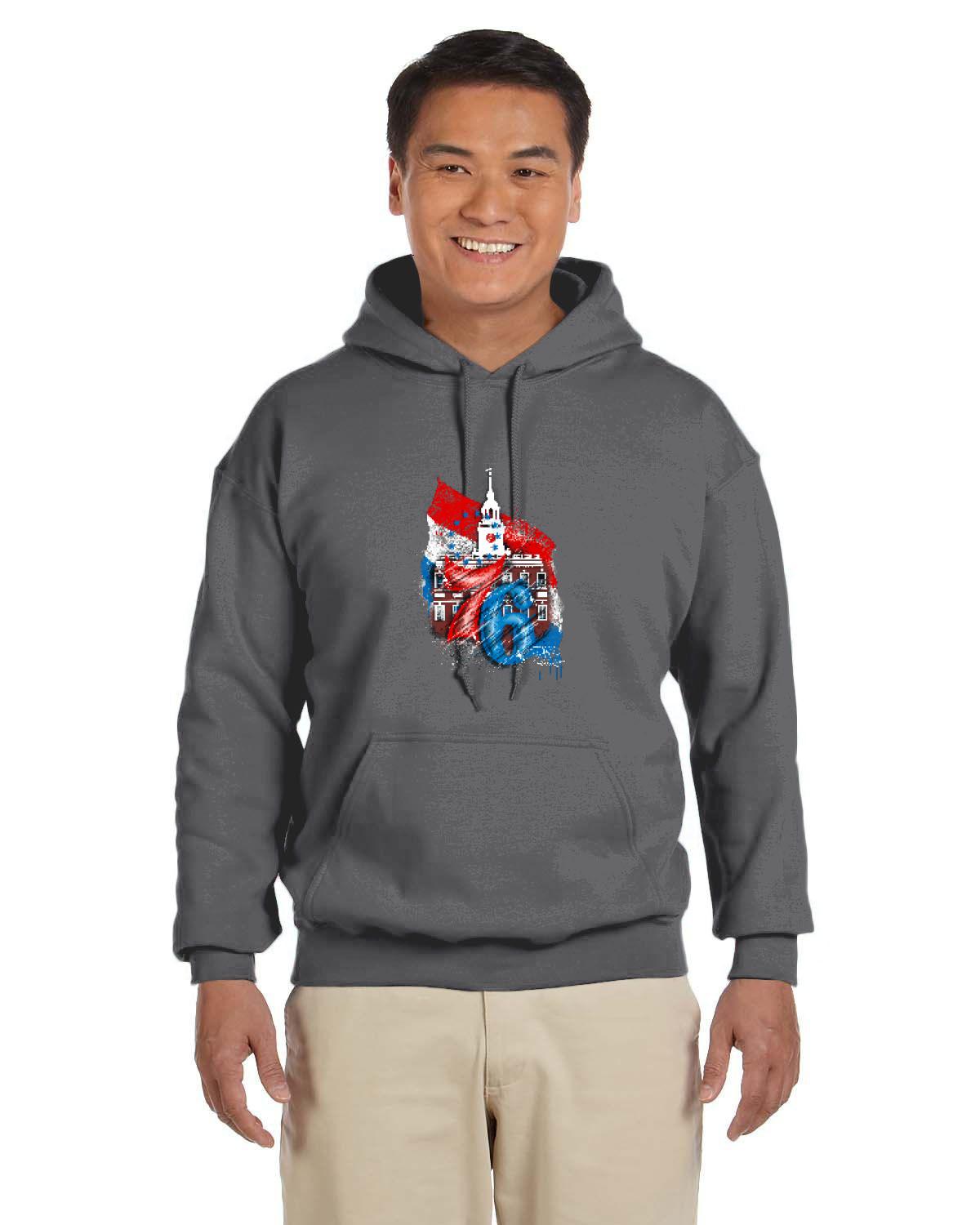 76ers Independence Hoodie (Gildan Adult Heavy Blend 13.3 oz./lin. yd., 50/50 Hood | G185)