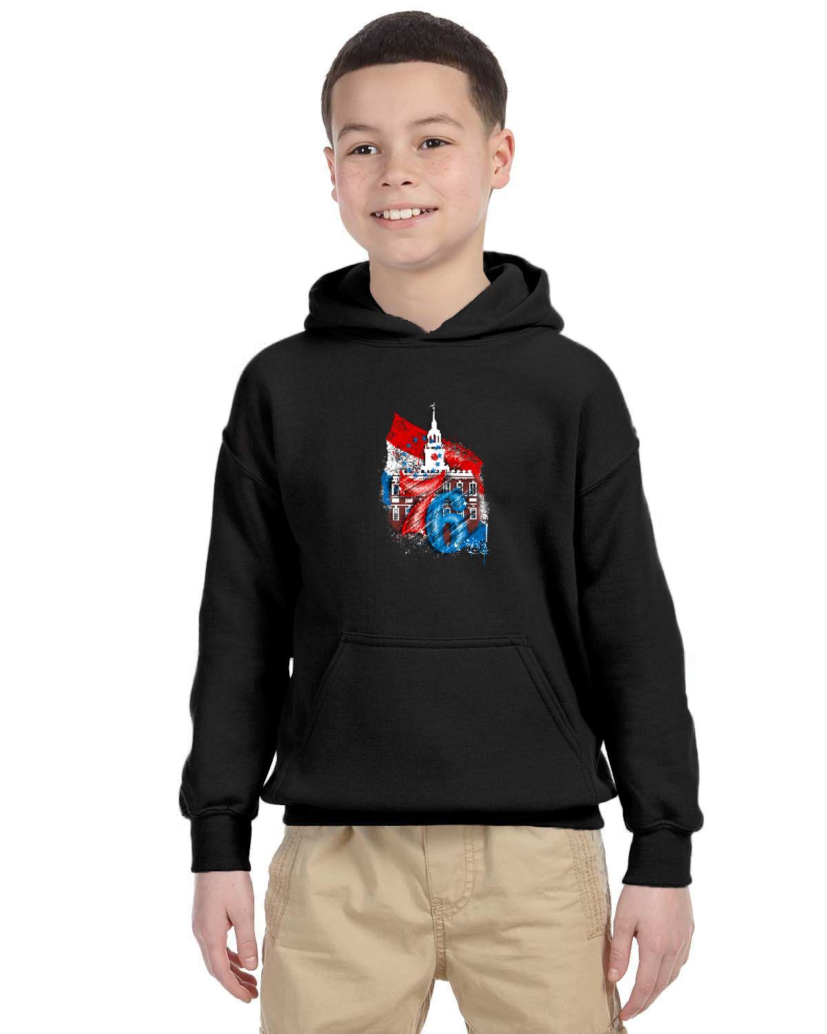 76ers Independence Youth Hoodie (Gildan Youth Heavy Blend 13.3 oz./lin. yd., 50/50 Hood | G185B)