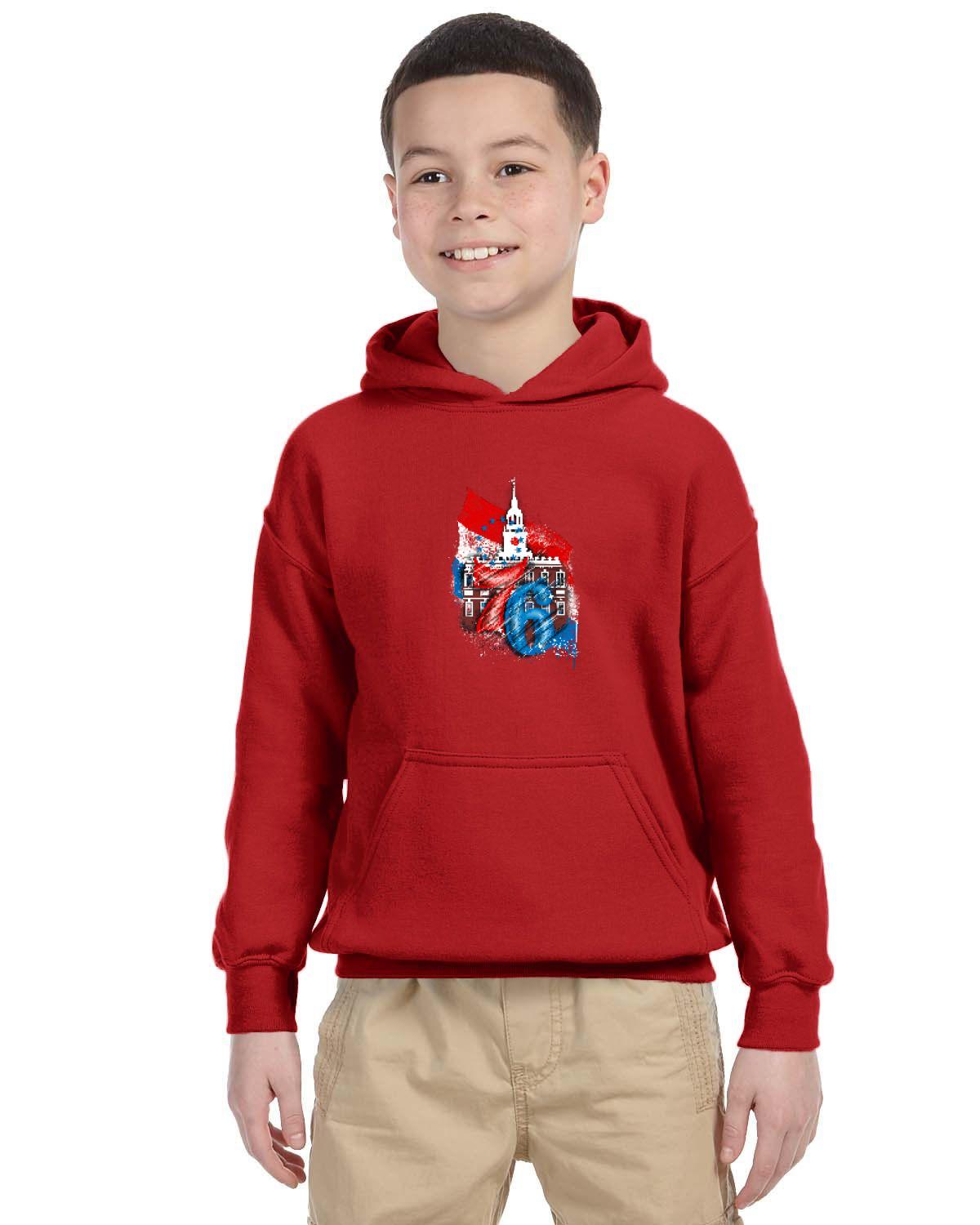 76ers Independence Youth Hoodie (Gildan Youth Heavy Blend 13.3 oz./lin. yd., 50/50 Hood | G185B)