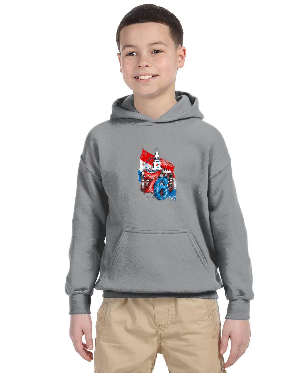 76ers Independence Youth Hoodie (Gildan Youth Heavy Blend 13.3 oz./lin. yd., 50/50 Hood | G185B)