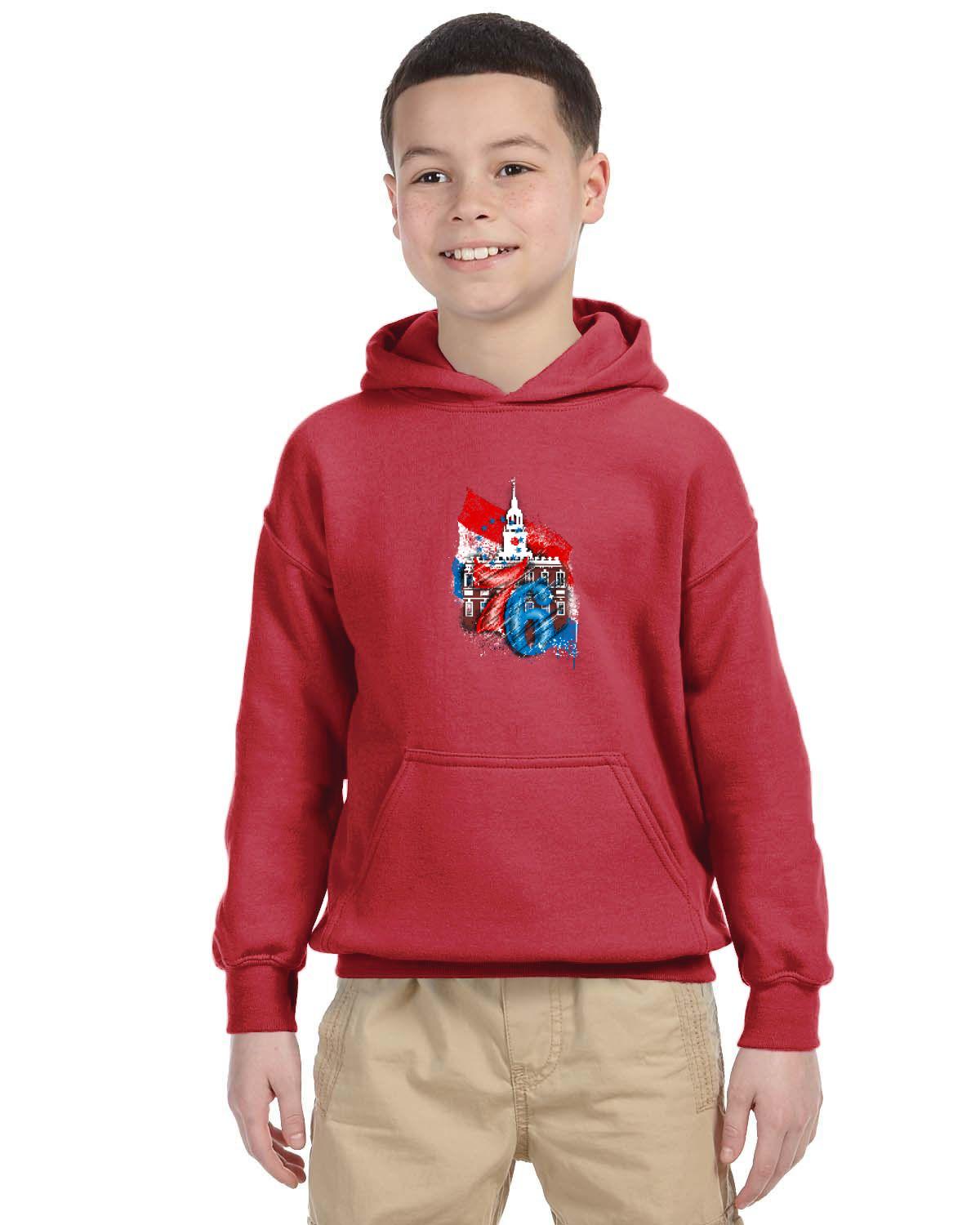 76ers Independence Youth Hoodie (Gildan Youth Heavy Blend 13.3 oz./lin. yd., 50/50 Hood | G185B)