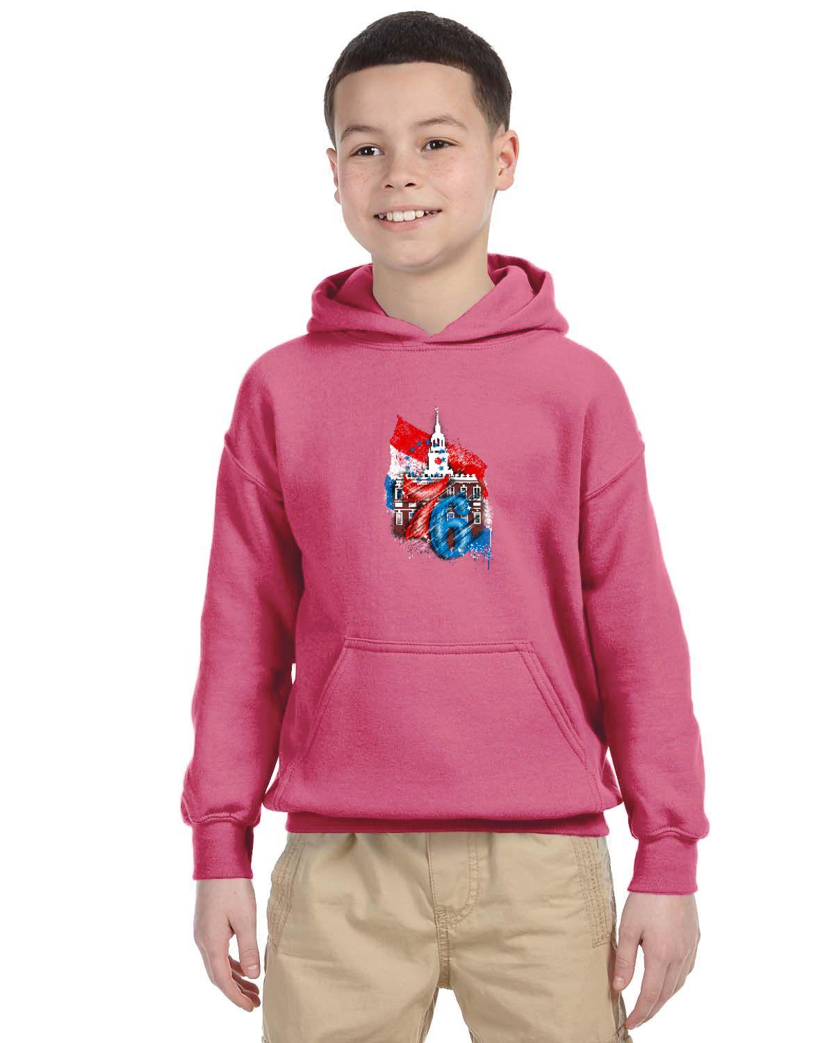 76ers Independence Youth Hoodie (Gildan Youth Heavy Blend 13.3 oz./lin. yd., 50/50 Hood | G185B)