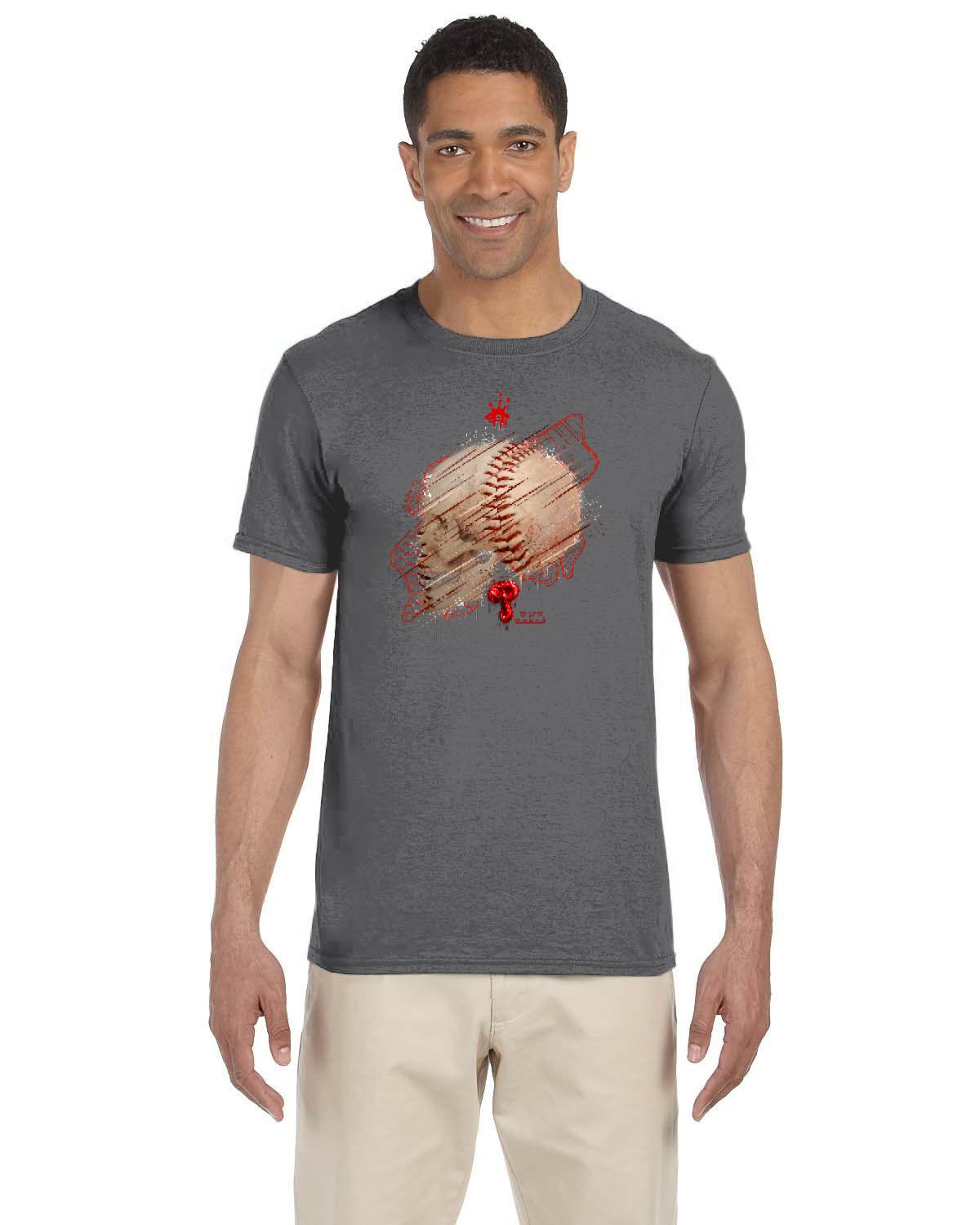 Philly Baseball Skull Red Tee (Gildan Adult Softstyle 7.5 oz./lin. yd. T-Shirt | G640)