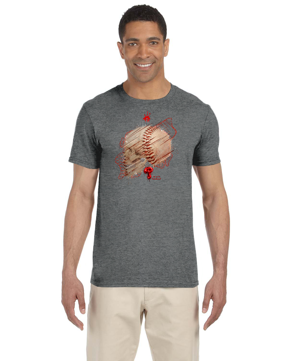 Philly Baseball Skull Red Tee (Gildan Adult Softstyle 7.5 oz./lin. yd. T-Shirt | G640)