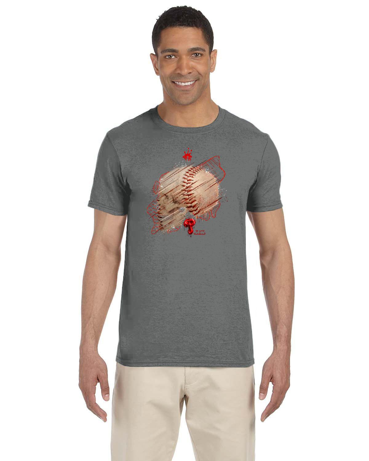 Philly Baseball Skull Red Tee (Gildan Adult Softstyle 7.5 oz./lin. yd. T-Shirt | G640)