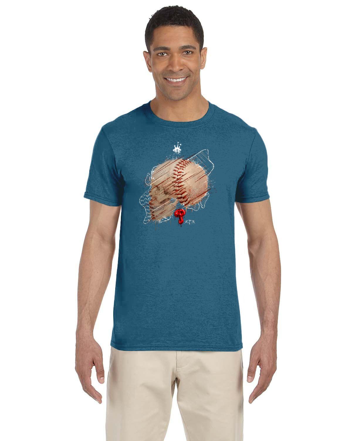 Philly Baseball Skull White Tee (Gildan Adult Softstyle 7.5 oz./lin. yd. T-Shirt | G640)