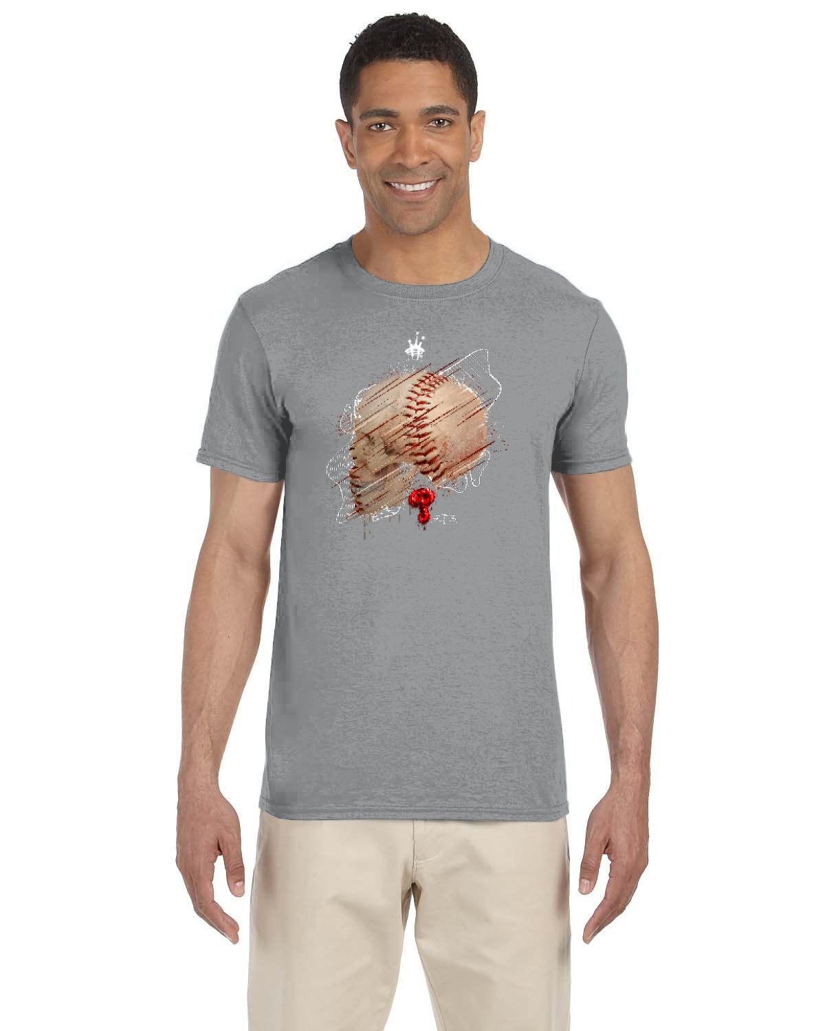 Philly Baseball Skull White Tee (Gildan Adult Softstyle 7.5 oz./lin. yd. T-Shirt | G640)