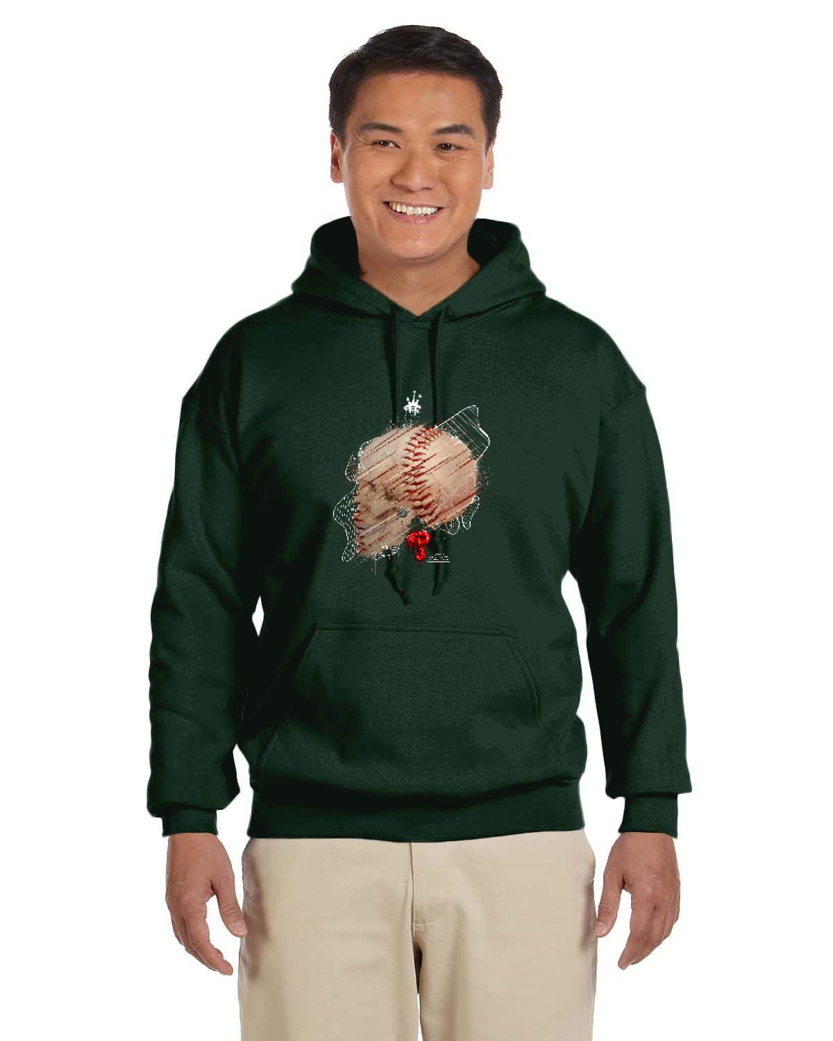 Philly Baseball Skull White Hoodie (Gildan Adult Heavy Blend 13.3 oz./lin. yd., 50/50 Hood | G185)