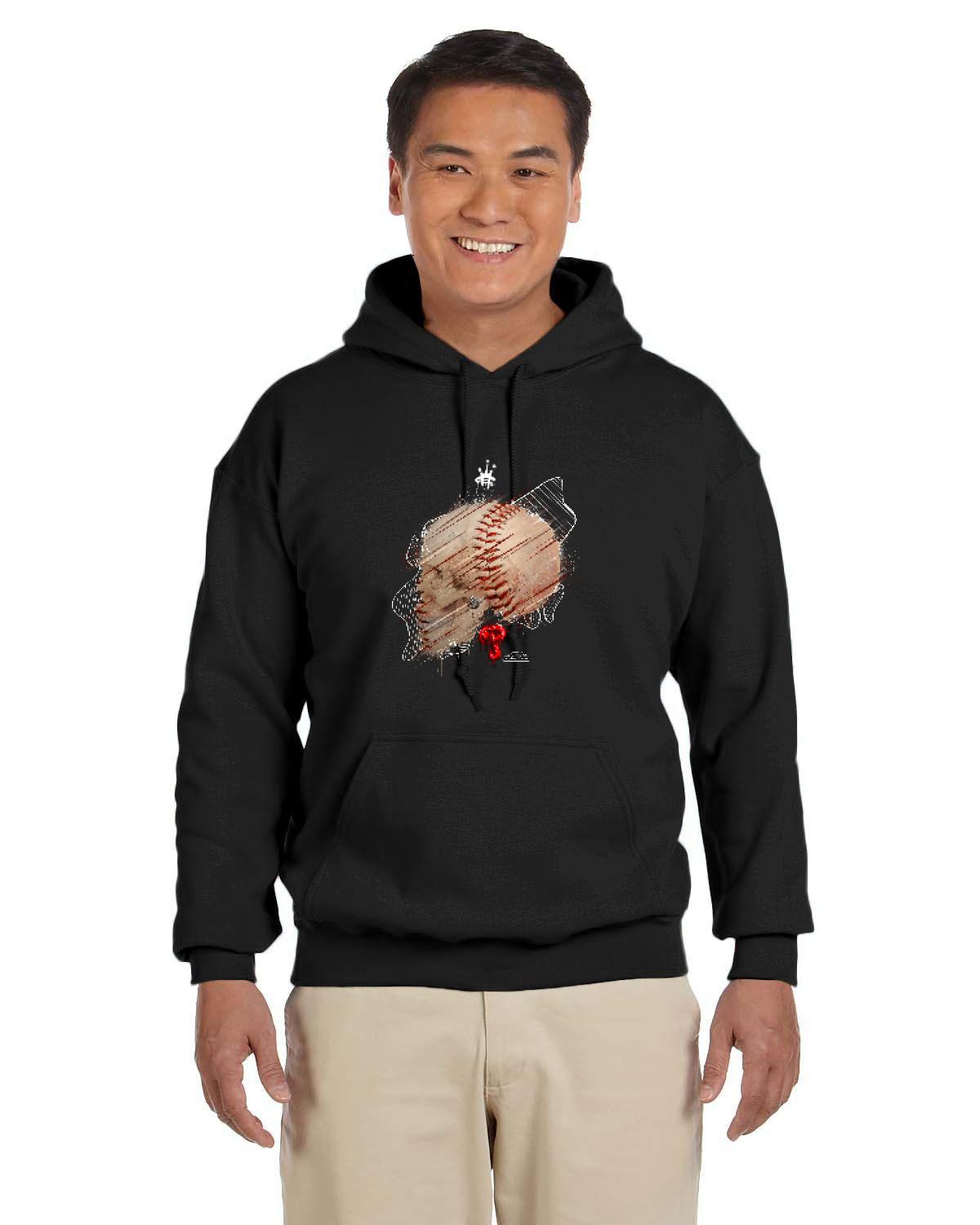 Philly Baseball Skull White Hoodie (Gildan Adult Heavy Blend 13.3 oz./lin. yd., 50/50 Hood | G185)