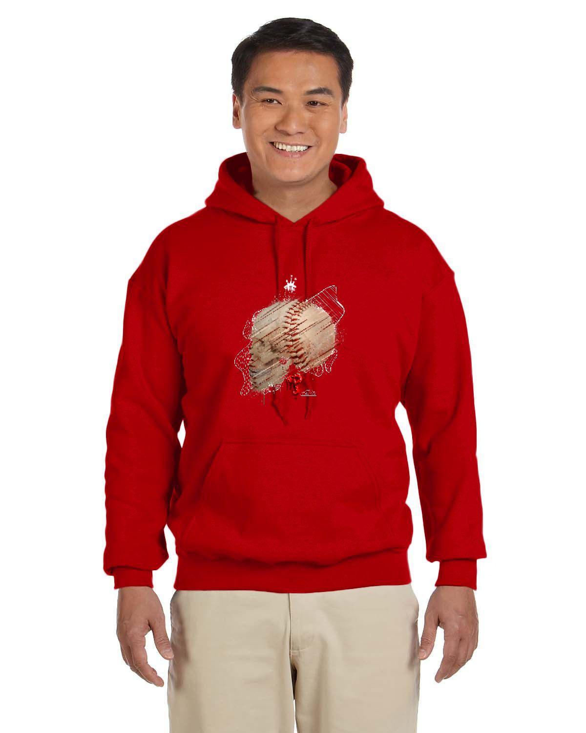 Philly Baseball Skull White Hoodie (Gildan Adult Heavy Blend 13.3 oz./lin. yd., 50/50 Hood | G185)