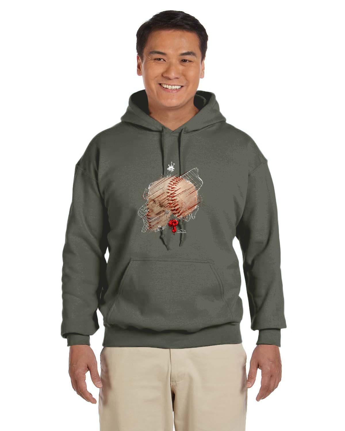 Philly Baseball Skull White Hoodie (Gildan Adult Heavy Blend 13.3 oz./lin. yd., 50/50 Hood | G185)