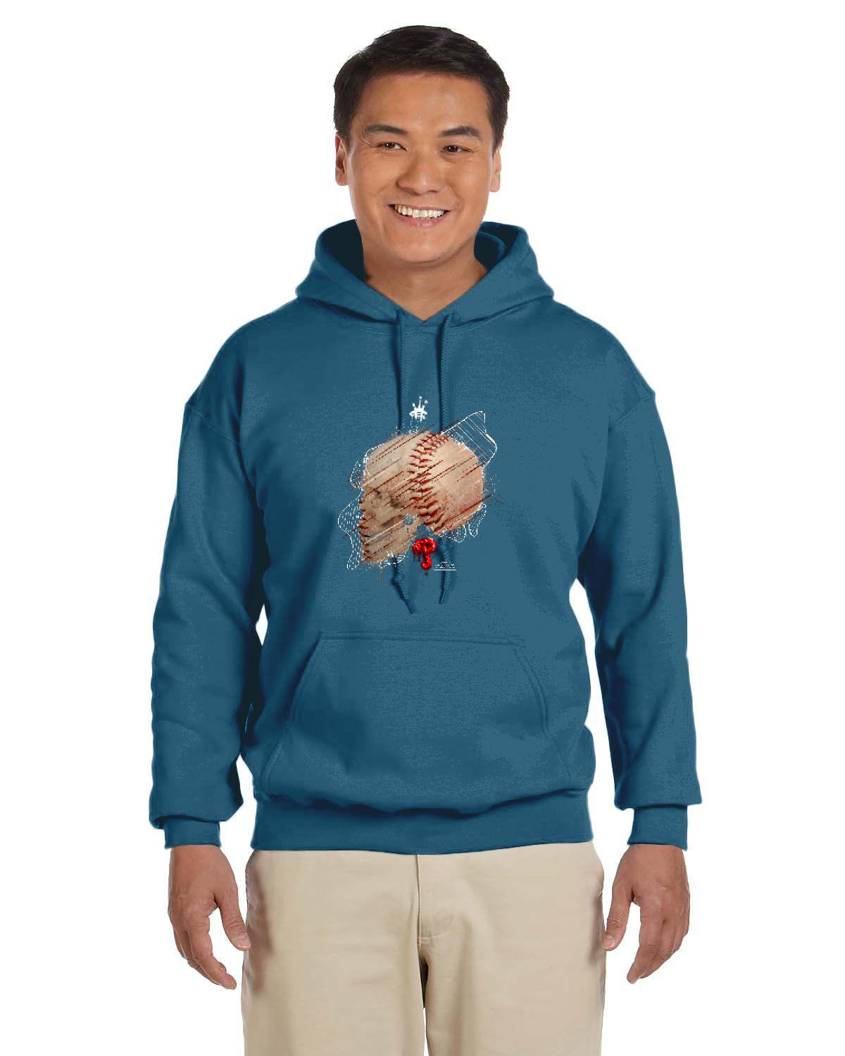 Philly Baseball Skull White Hoodie (Gildan Adult Heavy Blend 13.3 oz./lin. yd., 50/50 Hood | G185)