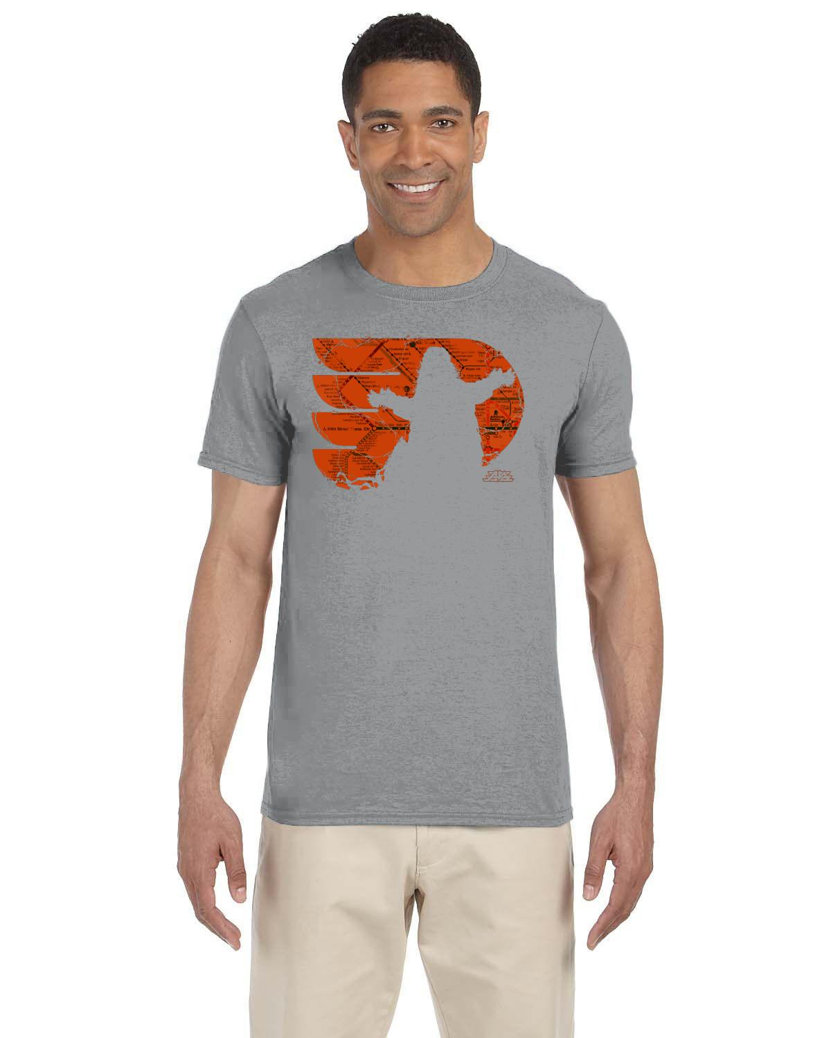 Gritty "Oh Yeah" Orange Map Gildan Adult Softstyle 7.5 oz./lin. yd. T-Shirt | G640