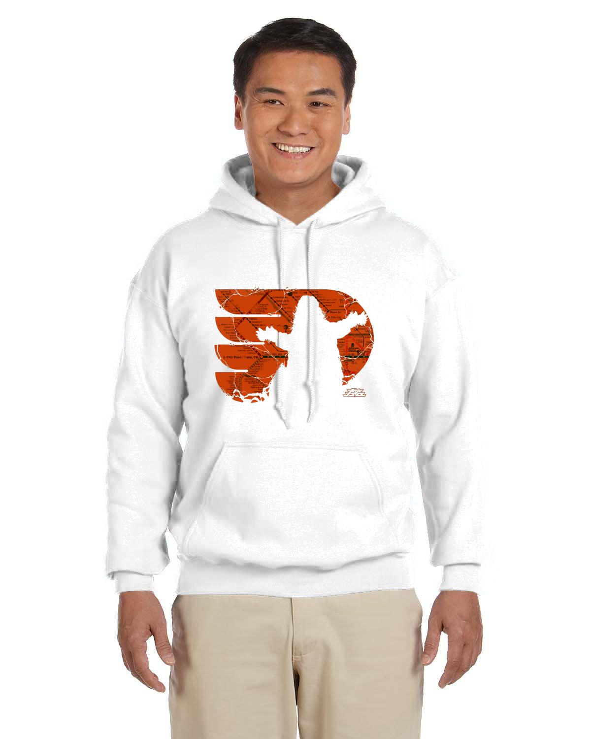 Gritty "Oh Yeah" Orange Map Gildan Adult Heavy Blend 13.3 oz./lin. yd., 50/50 Hood | G185