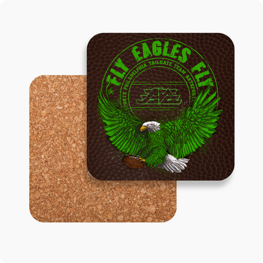 Fly Eagles Fly Cork and hardwood coasters