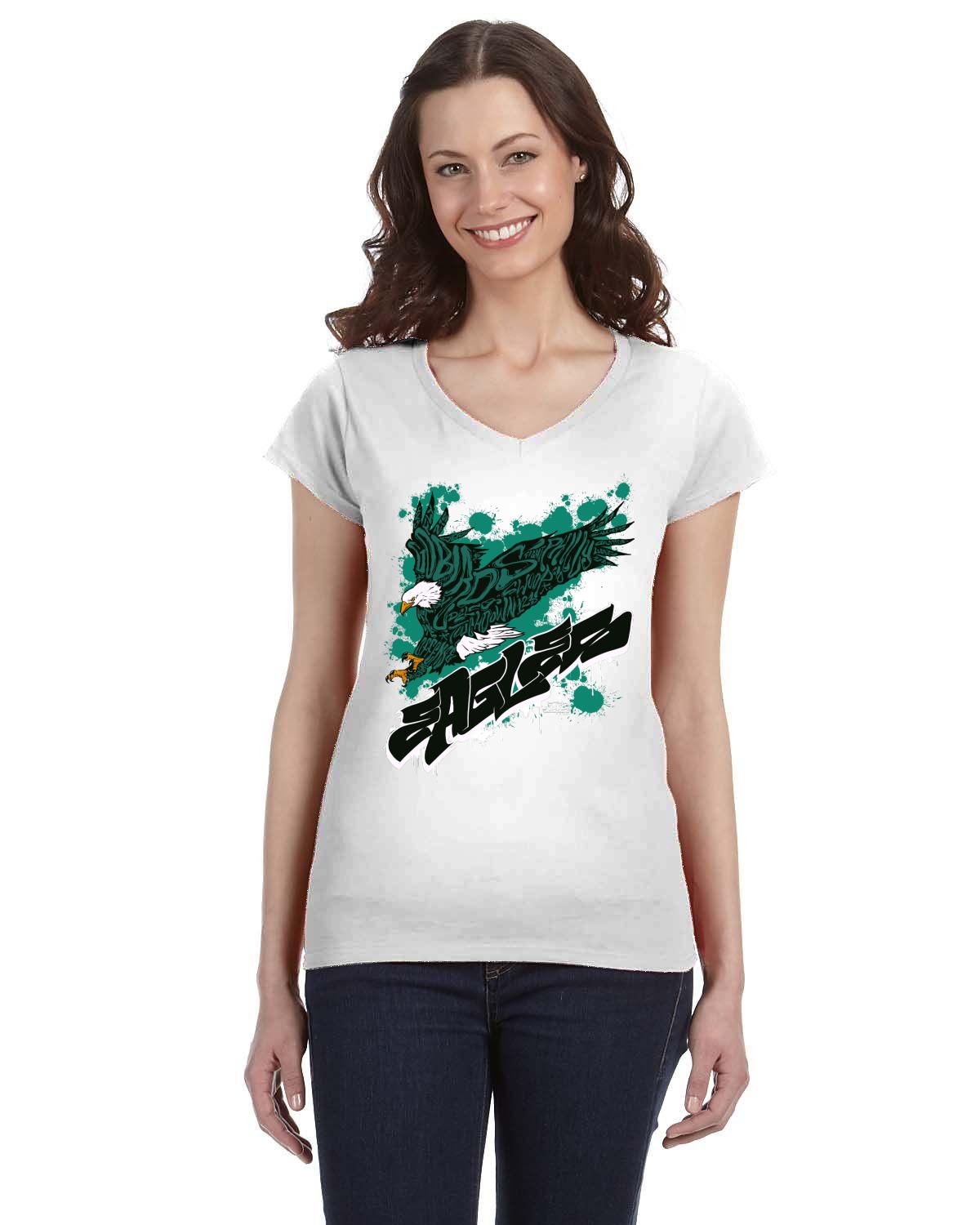 Eagles Fly 2022 Gildan Ladies' SoftStyle® Fitted V-Neck T-Shirt | G64VL