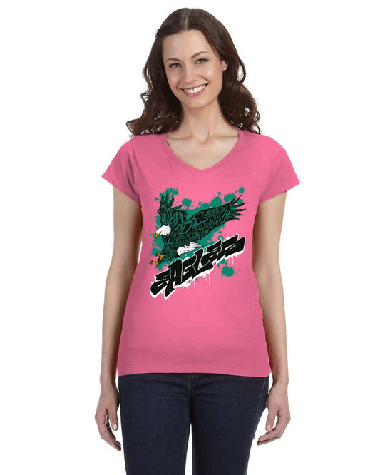 Eagles Fly 2022 Gildan Ladies' SoftStyle® Fitted V-Neck T-Shirt | G64VL
