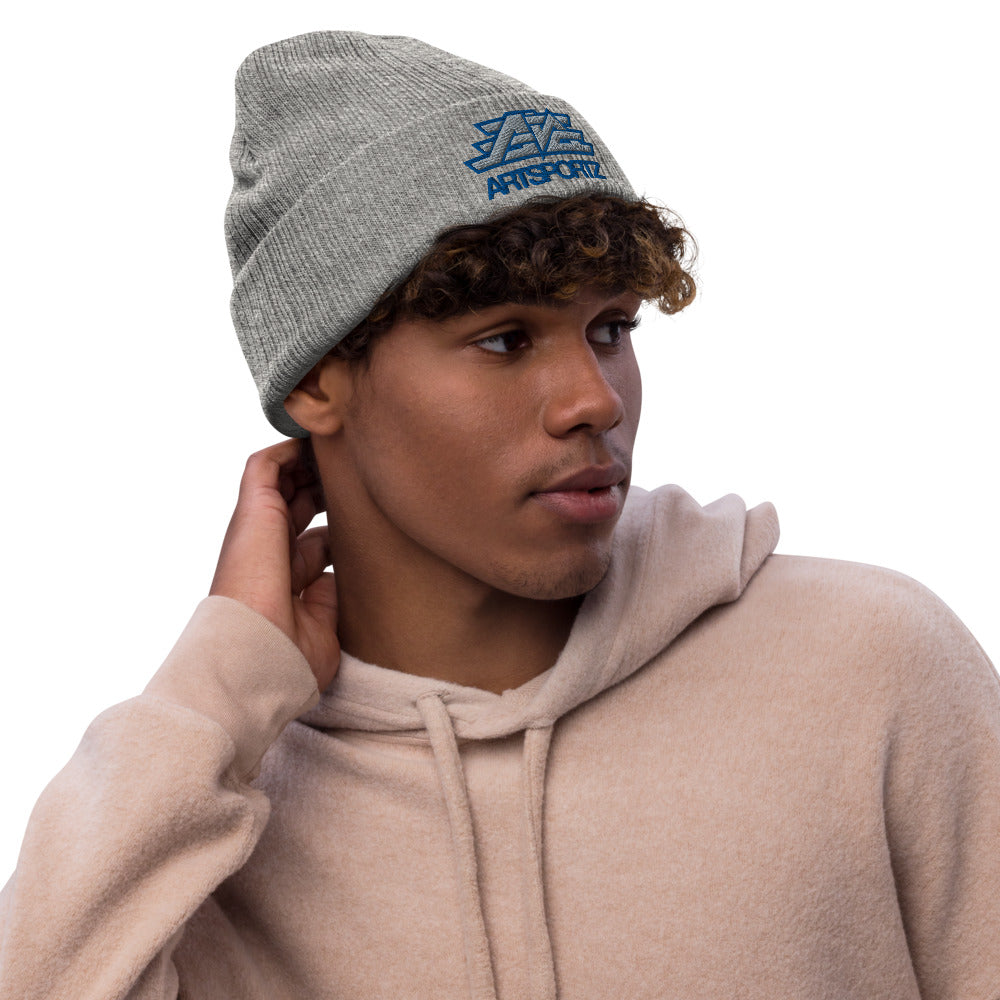 AS Logo Blue/Silver Recycled cuffed beanie