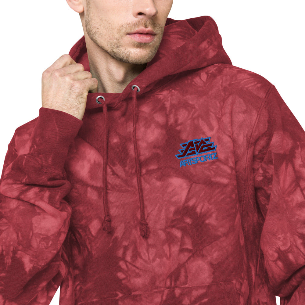 AS Logo Burgundy/Blue Unisex Champion tie-dye hoodie