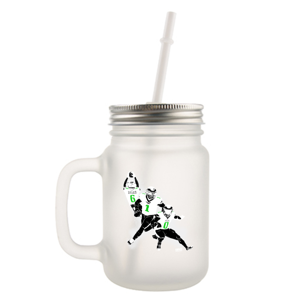 610 Birds Frosted glass mason jar with handle