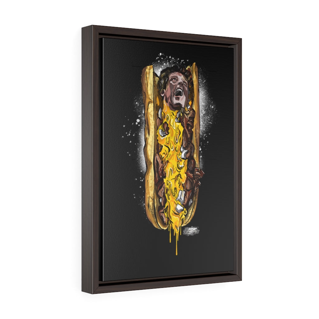 Cheesesteak Stallone Vertical Framed Premium Gallery Wrap Canvas