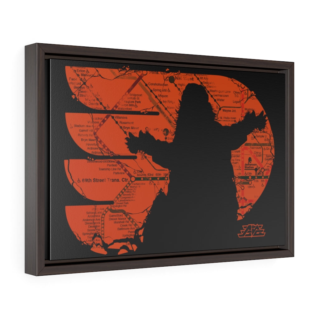 Gritty "Oh Yeah" Orange Map Horizontal Framed Premium Gallery Wrap Canvas