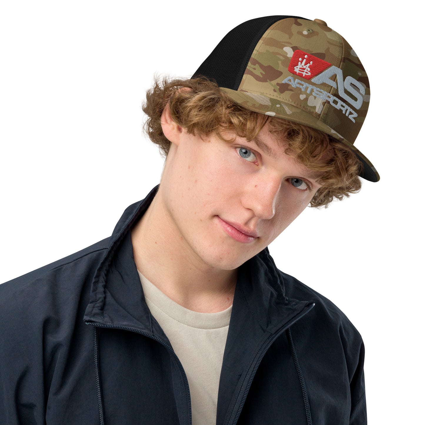 AS FLAG RED Closed-back trucker cap