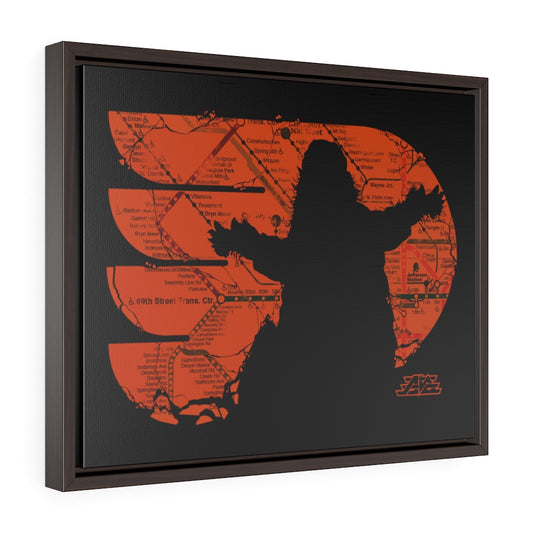 Gritty "Oh Yeah" Orange Map Horizontal Framed Premium Gallery Wrap Canvas