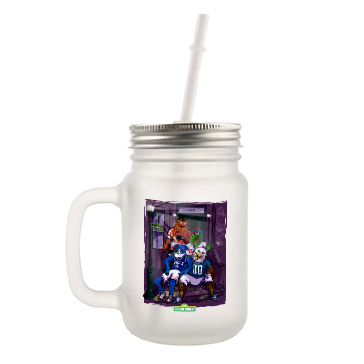 Sunny Dayz Frosted glass mason jar with handle